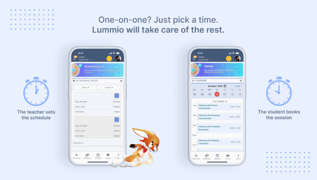 after school program software one-on-one scheduling with teacher availability and bookable time slots